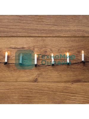 Гирлянда светодиодная Neon-night Свечи 20м, темно-зеленый ПВХ, 100 LED теплый белый, не соединяется