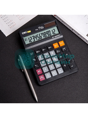 Калькулятор настольный Deli EM01420 черный 12-разр.