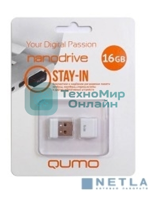 Флешка USB QUMO 16Gb, NANO QM16GUD-NANO-W белый