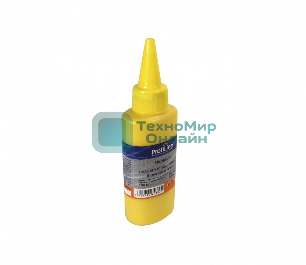 Чернила ProfiLine PL-T0634/T0734/T0924/T1284 для принтеров Epson Yellow C67/C79/C87/C91/CX3700/4100/4300/4700/3900/3905/4900/TX106/109/117/119/T26/T27/S22/125/130/420W/425W/Office BX305F/BX305FW водн 100 мл