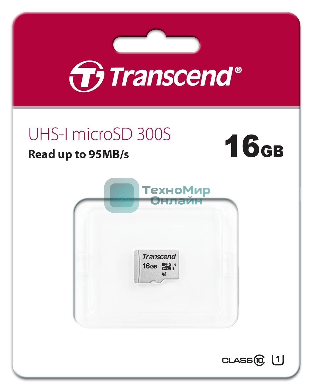 Флеш карта microSD 16Gb Transcend microSDHC Class 10 UHS-1 U1, (без адаптера), TLC