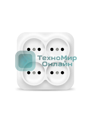 Розетка 4-м ОП 10А IP20 квадрат. без заземл. белый IONICH 1448