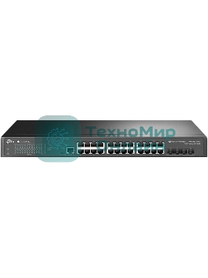 Коммутатор TP-Link JetStream 24-port Gigabit L2/L2+ Managed Switch with 4 SFP slots, support SDN controller, abundant L2/L2+ features, 1U rack mountable, full managed via web UI/CLI/Console/SSH/Telnet/SNMP.