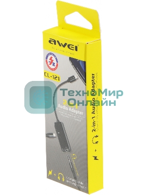 Переходник аудио Premier AWEI lightning/Jack 3.5 (f) 0.1м. черный