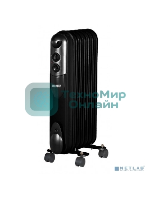 Обогреватель масляный Ресанта ОМПТ-7НЧ (7 секций) черный, 1500 Вт, 15 м2, термостат 67/3/13
