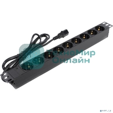 Блок розеток горизонтальный ExeGate ServerPro PDU-19H906 Al-9S-C14-2.5, 19