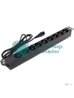 Блок розеток горизонтальный ExeGate ServerPro PDU-19H906 Al-9S-C14-2.5, 19