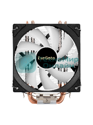 Кулер ExeGate Wizard EXX600-PWM.ARGb (Al+Cu, 6 тепл.трубки, LGA775/1150/1151/1155/1156/1200/1700/1851/AM2/AM2+/AM3/AM3+/AM4/AM5/FM1/FM2/754/939/940, TDP 180W, Fan 120мм PWM, 800-2400RPM, Hydro bearing, 4pin + 5V 3pin ARGb, 11-24db, 540г, ARGb подсветка, с термопастой, на защелках, Color Box)