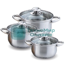Набор посуды Kelli KL-4201 6 пред.(6 пред.: Кастрюля с жаропрочной стеклянной крышкой 2 л. Кастрюля с жаропрочной стеклянной крышкой 2.6 л. Кастрюля с жаропрочной стеклянной крышкой 3.6 л. Высококачественная нержавеющая сталь 18/10. 5-ти слойное капсульное дно.)
