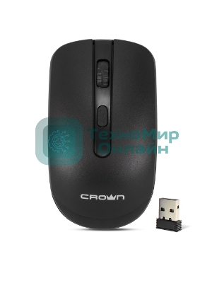 Мышь беспроводная Crown CMM-336W черный, 1600 dpi, радиоканал, USB, кнопки - 4