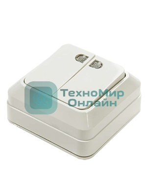 Выключатель 2-кл. BOLLETO с подсвет. накл. 7123 белый ASD/IN HOME 4680005959778