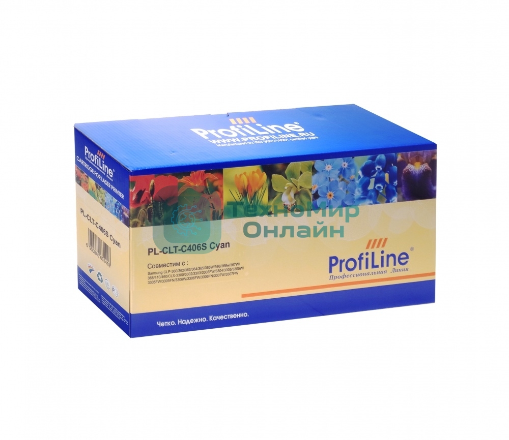Картридж лазерный ProfiLine PL-CLT-C406S для принтеров Samsung CLP-360/362/363/364/365/365W/366/366w/367W/368/410/460/CLX-3300/3302/3303/3303FW/3304/3305/3305W/3305FW/3305FN/3306W/3306FW/3306FN/3307W/3307FW 1000 копий Cyan
