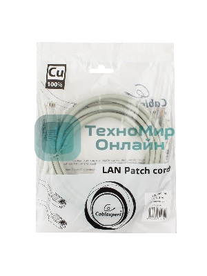 Патч-корд медный UTP Cablexpert PP10-3M cat.5e, 3м, литой, многожильный, серый