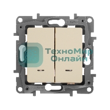 Переключатель 2кл с подсветкой,10АХ, сл.кость
