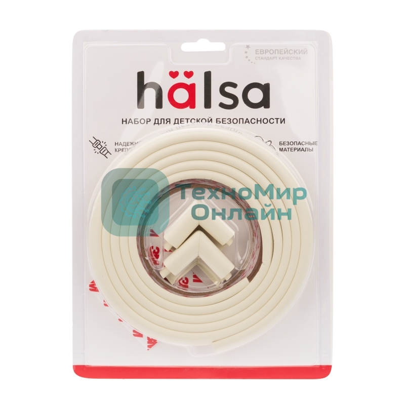 Набор: тонкая мягкая универсальная лента для крепления на острые края (NBR,14x4x2000 мм) + 4 мягкие насадки-протектора 