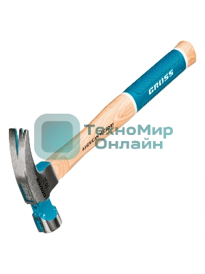 Молоток-гвоздодер Gross AMERICAN HICKORY 280 г, угол 75, магнит, обрезиненная рукоятка