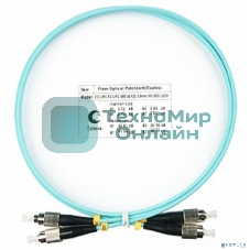 Комм. шнур оптический Cabeus Tight Buffer, Duplex FC/FC, OM3 50/125, LSZH, 1м, d= 3мм, черный хвостовик, аква