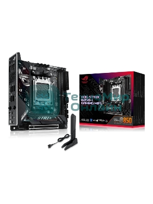 Материнская плата ASUS ROG STRIX B850-I GAMING WIFI, AM5, AMD B850, 2xDDR5, 2xM.2, 2xSATA, PCIe 4.0 x16, 1xHDMI, 1xUSB Type-C, 1x2.5Gb LAN, Wi-Fi 7, Bluetooth 5.4, 5xUSB-A 10Gbps, 1xUSB-C 20Gbps, 2xUSB-A 2.0, 3x3.5 мм, S/PDIF, 7.1, Mini-ITX