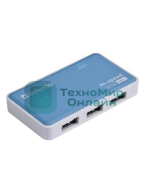 Концентратор USB Defender Quadro Power, USB, адаптер/через USB, блок питания