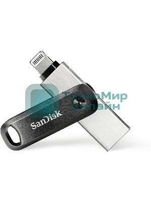 Флешка USB SanDisk IX60N iXpand Go (SDIX60N-064G-GN6NN), 64Gb, USB 3.0/Lightning, R/W 150/70, черный/серебристый
