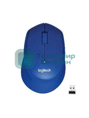 Мышь беспроводная Logitech M330 SILENT PLUS синий, 1000 dpi, радиоканал, USB, кнопки - 3