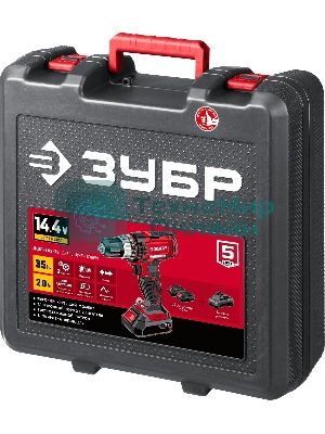 Дрель-шуруповерт аккумуляторная Зубр ДШЛ-145-22, Аккумуляторная, 14,4В, 2 АКБ, Кейс
