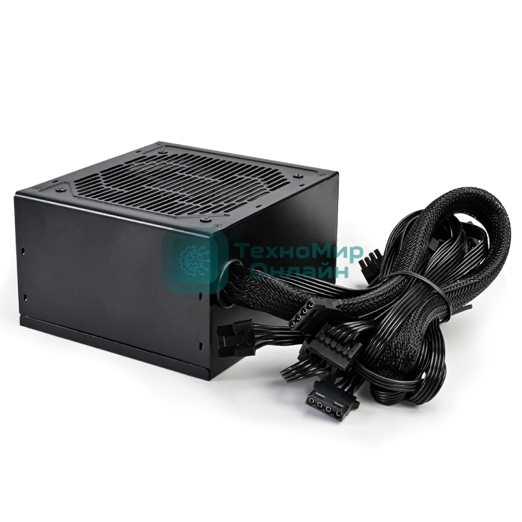 Блок питания PCCOOLER, 750W 80 PLUS белый (ATX, ATX 2.4, Non-modular, 1x24(20+4)pin 550мм, 1xCPU*2 8(4+4)pin 610+150мм, 3xPCIe 8(6+2)pin 510мм, 2xSATA*3+MOLEX4pin*1 450+150+150+150мм, Active, 120x120мм, 140x150x86мм, APFC, OVP, SCP, OPP (140-160%, 2ms delay))