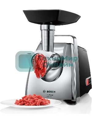 Мясорубка электрическая Bosch MFW67440 черный, 2000 Вт, 3.5 кг/мин, реверс, защита от перегрузки, насадки - 7