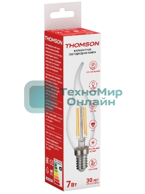 Лампа светодиодная Hiper THOMSON LED FILAMENT TAIL CANDLE 7W 730Lm E14 4500K TH-B2076