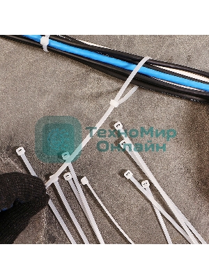 Хомут-стяжка кабельная нейлоновая Rexant 300 x 3,6 мм, белая, упаковка 100 шт.