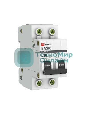 Выключатель автоматический EKF mcb4729-2-10C 2P 10А (C) 4,5кА ВА 47-29 EKF Basic