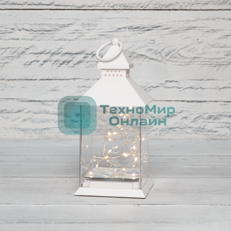 Декоративный фонарь Neon-night с росой, белый корпус, размер 10,7х10,7х23,5 см, цвет теплый белый