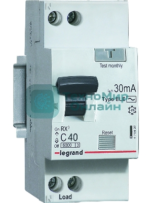 Выключатель автоматический дифференциального тока 1п (1P+N) C 10А 30мА тип AC 6кА RX3 Leg 419397