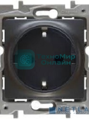 Механизм розетки 1-м СП Etika 2К+З 16А защ. шторки с заземл. винт. зажимы антрацит Legrand 672622