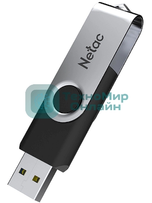 Флешка USB Netac U505 (NT03U505N-008G-20BK), 8Gb, USB 2.0, R/W 70/30, черный/серебристый