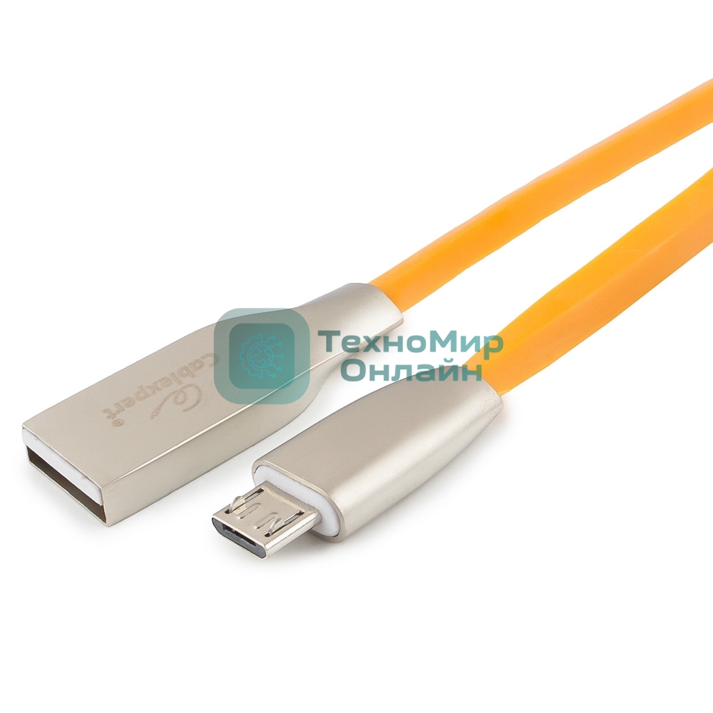 Кабель USB2.0 Cablexpert CC-G-mUSB01O-1M, AM/microB, серия Gold, длина 1м, оранжевый, блистер