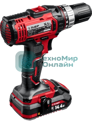 Дрель-шуруповерт аккумуляторная Зубр ДШЛ-145-22, Аккумуляторная, 14,4В, 2 АКБ, Кейс