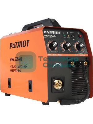 Сварочный аппарат PATRIOT WMA 225MQ (605301755) инверторный mig/mag/mma стальной и флюс. провлокой