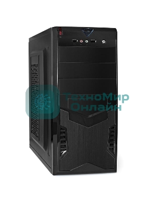 Компьютерный корпус Miditower ExeGate CP-601 Black, ATX, (без БП), 2хUSB, Audio
