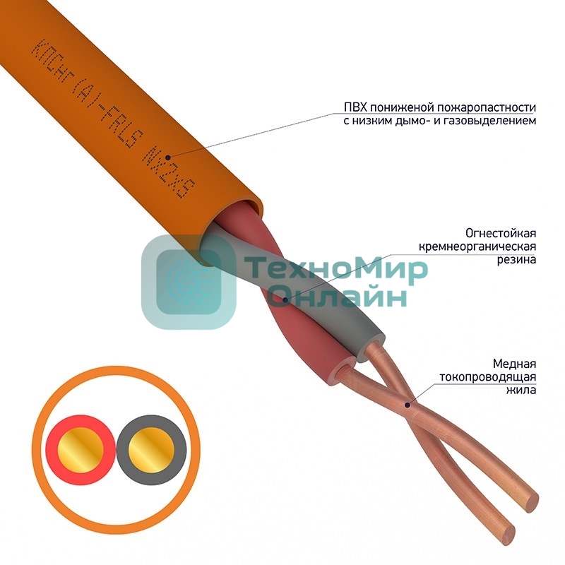 Кабель огнестойкий Rexant КПСнг(А)-FRLS 1x2x0,35 мм², бухта 200 м, 01-4901
