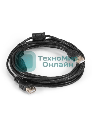 Удлинитель USB 2.0 ExeGate EX-CCF-USB2-AMAF-4.5F (Am/Af, позолоченные контакты, ферритовые кольца, 4,5м)