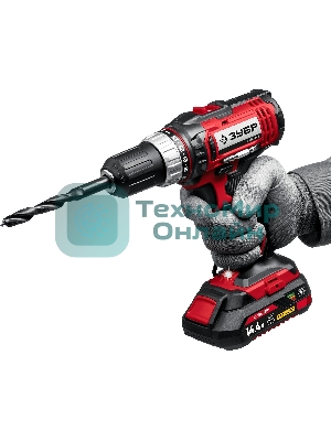 Дрель-шуруповерт аккумуляторная Зубр ДШЛ-145-22, Аккумуляторная, 14,4В, 2 АКБ, Кейс