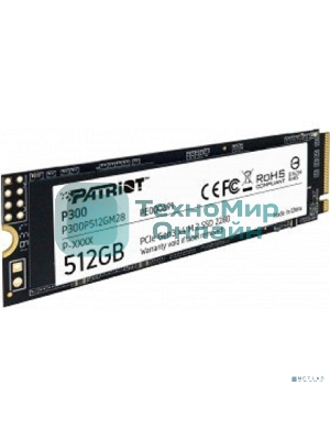 Накопитель SSD Patriot P300, 512Gb, PCIe 3.0 x4, M.2 2280, NVMe, R/W 1700/1200