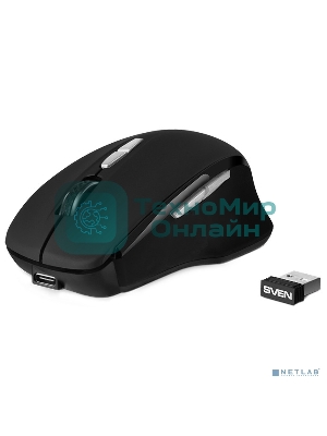 Мышь беспроводная SVEN RX-590SW черный, 1600 dpi, радиоканал, Bluetooth, USB, кнопки - 7