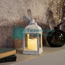 Декоративный фонарь Neon-night со свечкой, белый корпус, размер 10.5х10.5х22,35 см, цвет теплый белый