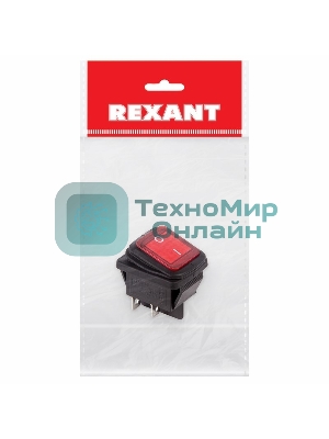 Выключатель клавишный Rexant 250V 15А (4с) ON-OFF красный с подсветкой, влагозащита (RWB-507) Индивидуальная упаковка 1 шт
