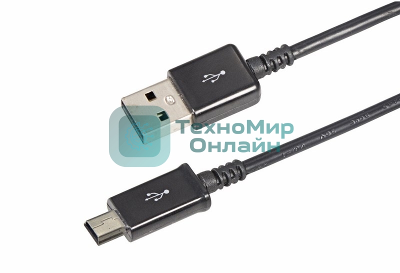 Кабель USB Rexant miniUSB длинный штекер 1 м черный