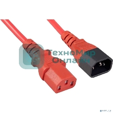 Кабель питания монитор-компьютер Cabeus PC-189-VDE-1.8M-RD IEC 320 C13 - IEC 320 C14 (3x0.75), красный, 1.8 м