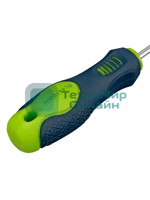 Отвертка, SL4,0 х 100 мм, CrV, двухкомпонентная рукоятка Сибртех