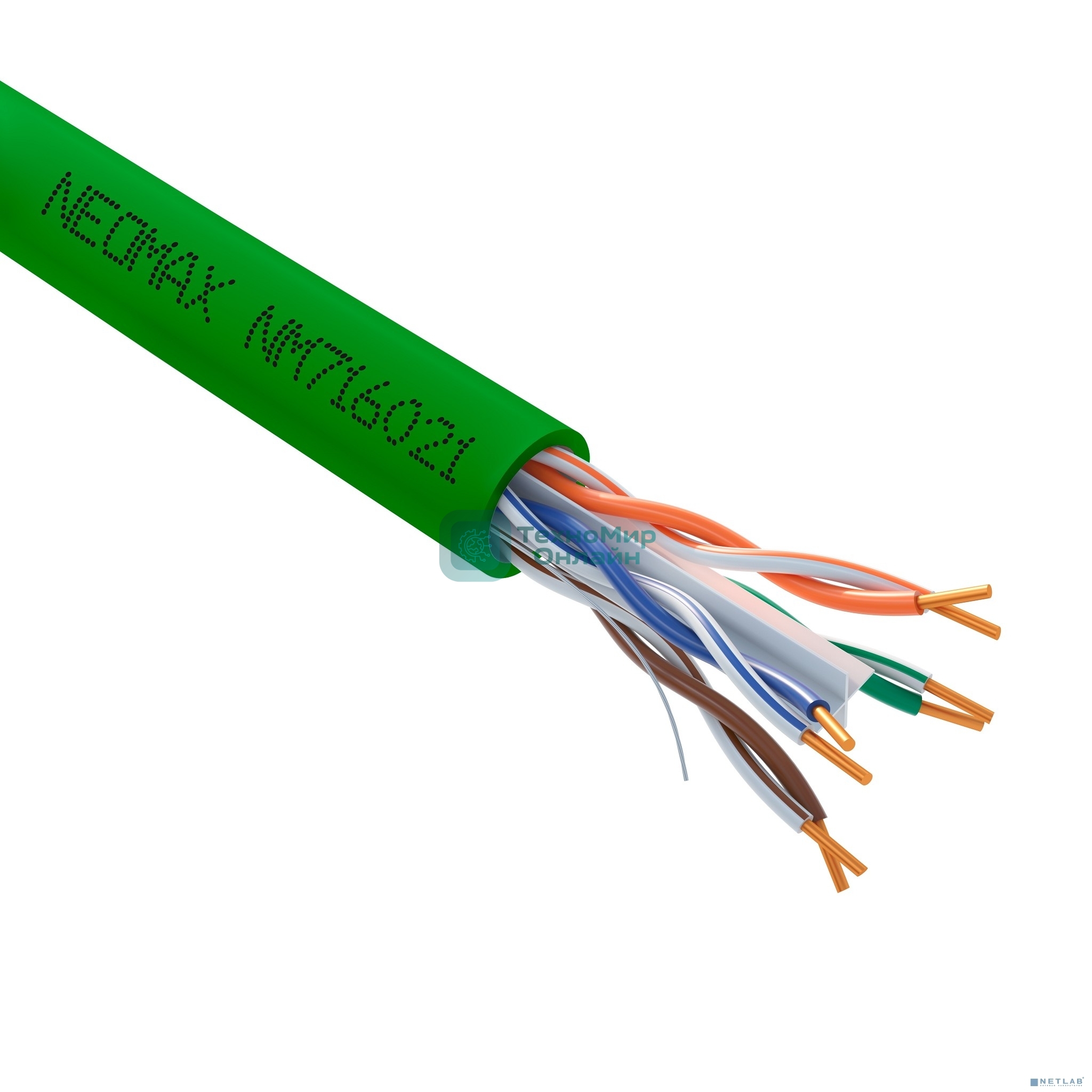 Кабель NEOMAX NM716021 U/UTP cat.6 4x2x0.57, 23 AWG, Медь, внутренний, PVCLS нг(А)-LSLTx, 305м, зеленый; Fluke Tested